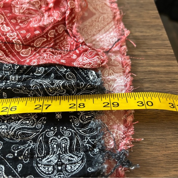 EDEN Distressed Alternative Patchwork Paisley Red Black And Blue Mens Shirt L - Picture 11 of 11